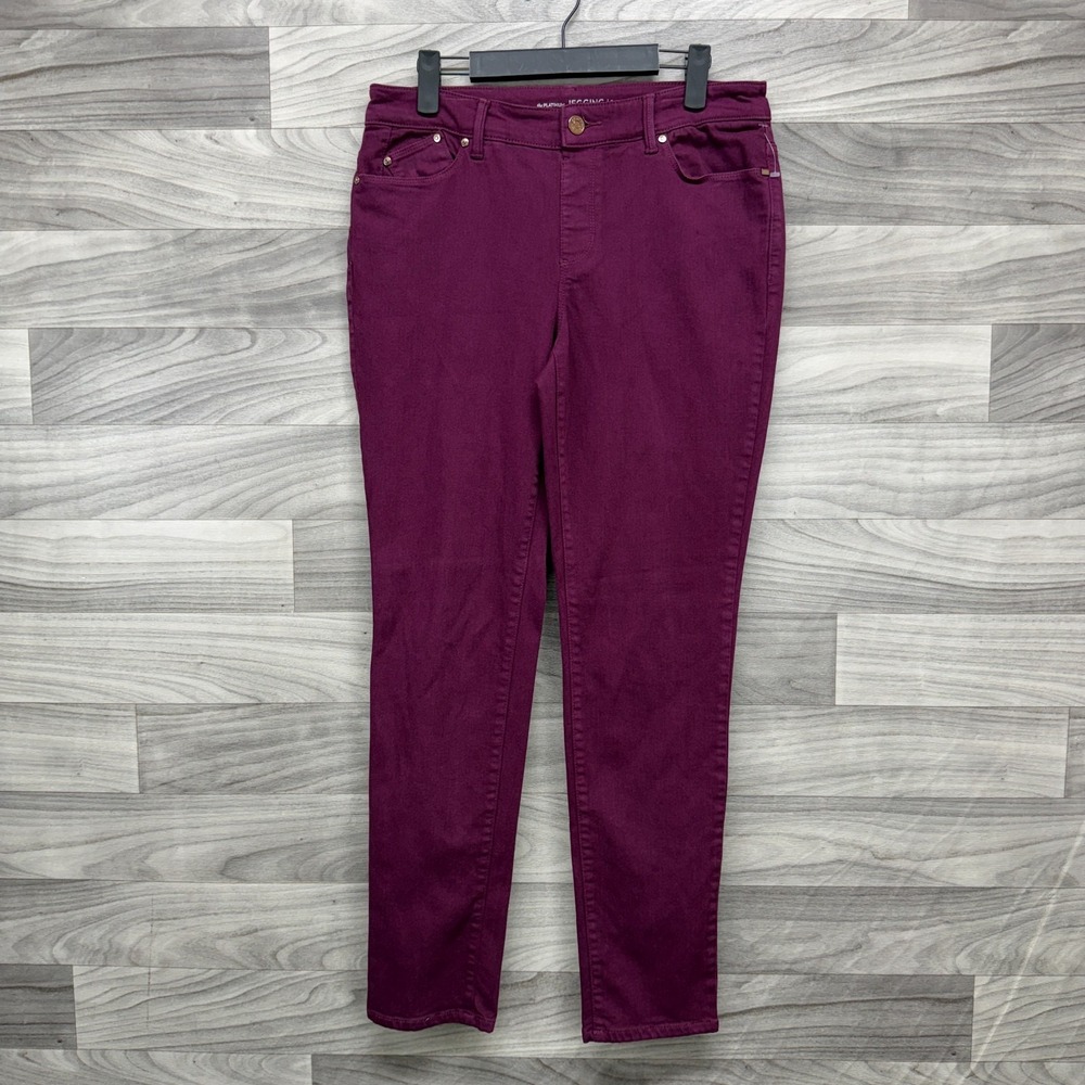 Chico's Platinum Jegging Jeans Women 4/ 0 (30x29) Maroon Denim Dark Wash Stretch